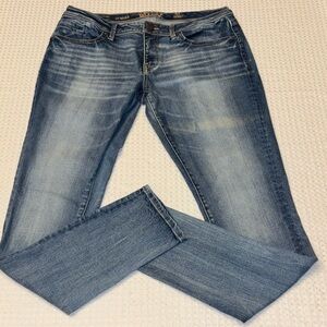 BUCKLE BLACK Size 31 X 32 Distressed Blue Skinny Straight Leg Jeans Fit #5